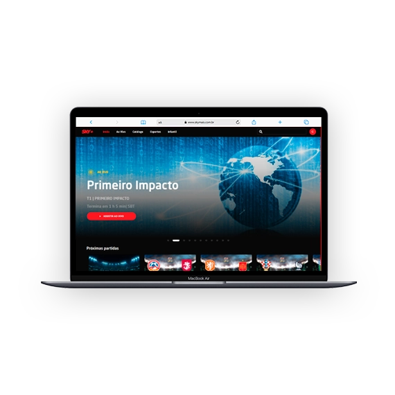 mockup do aplicativo sky plus light