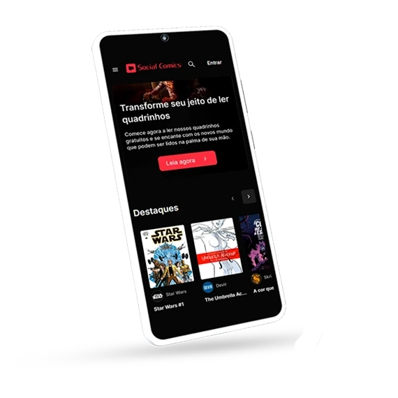 mockup do aplicativo super comics